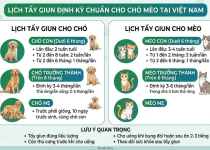 LỊCH TẨY GIUN CHO CHÓ MÈO